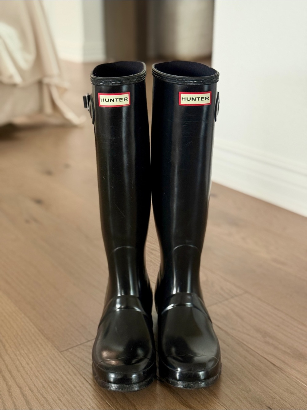 Hunter Tall Waterproof Rain Boots, Glossy Black Women's 8